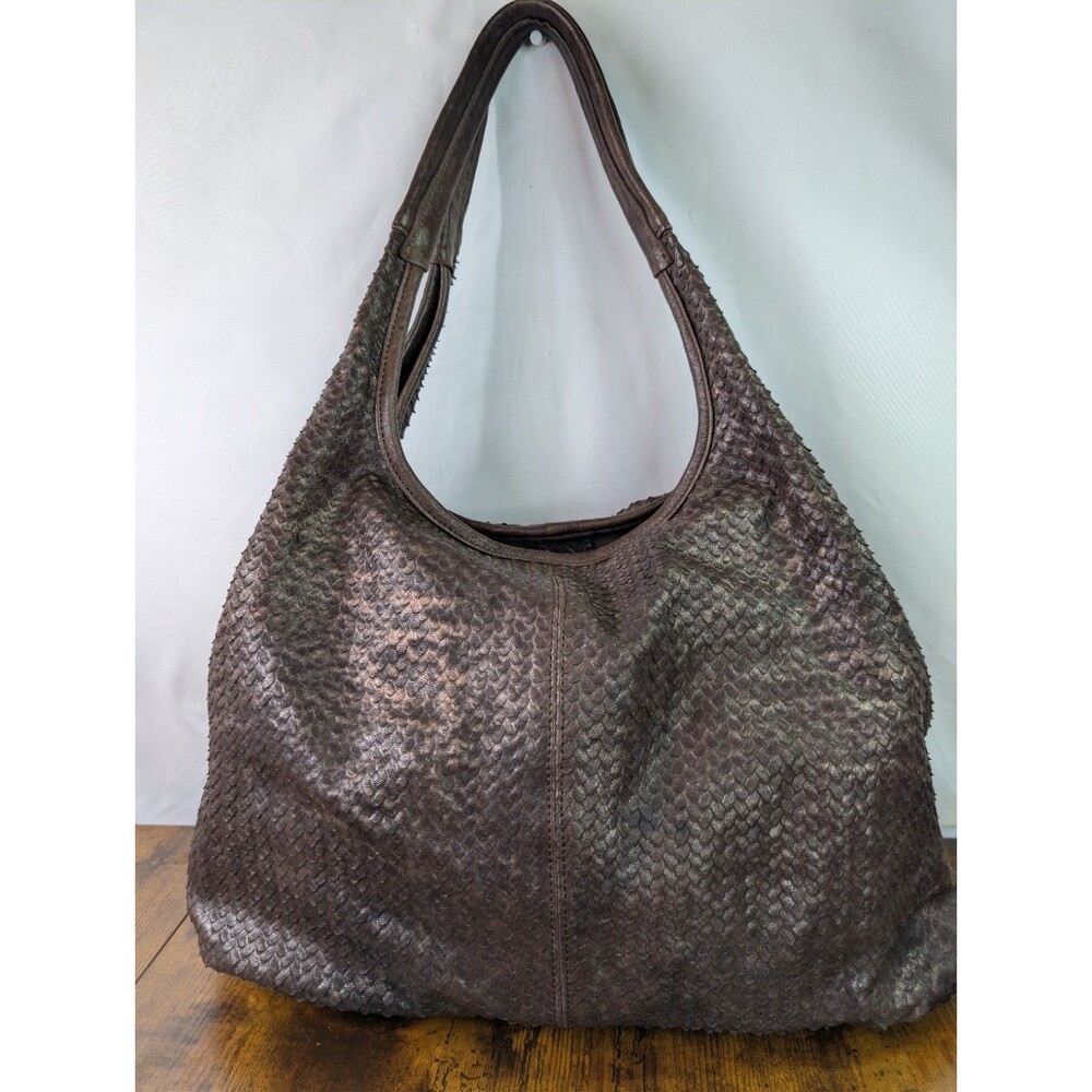 Langellotti Brown Woven Genuine Leather Hobo Shoulder Bag MADE IN ITALY